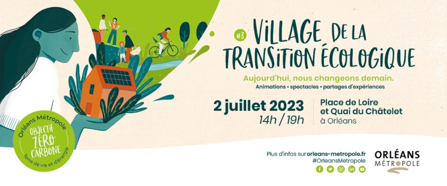 affiche du village de la transition écologique à Orléans le 2 juillet 2023