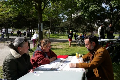 photo d’un groupe de joueurs de Chronolocal au jardin Meffre, à Tours